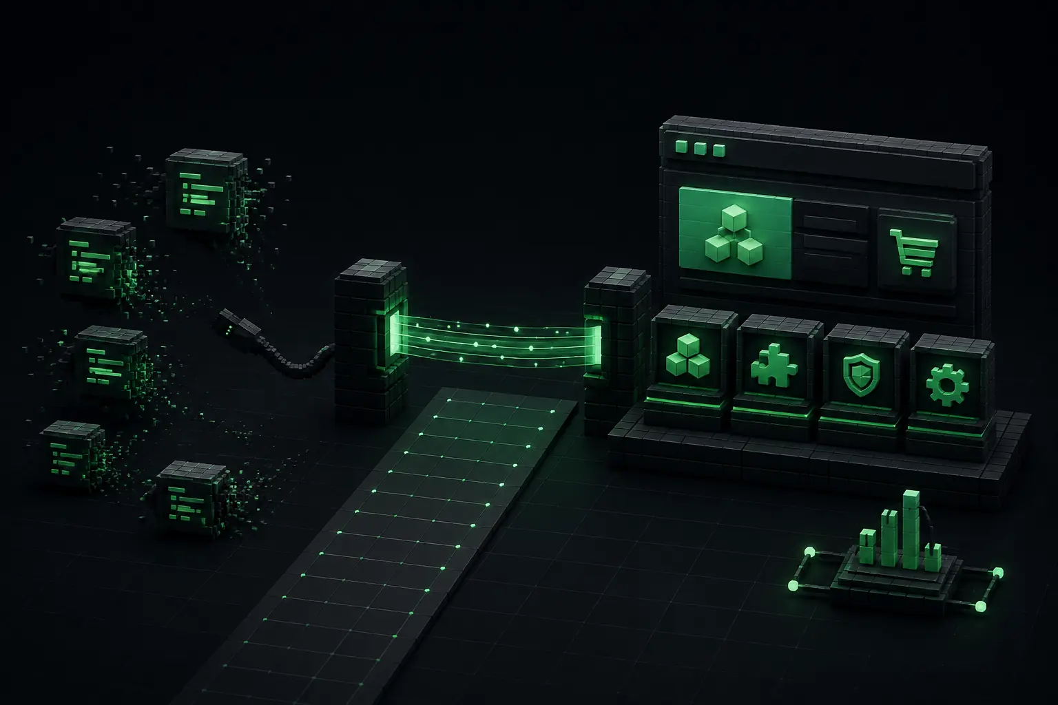Voxel storefront with legacy script modules moving into modern app extension blocks