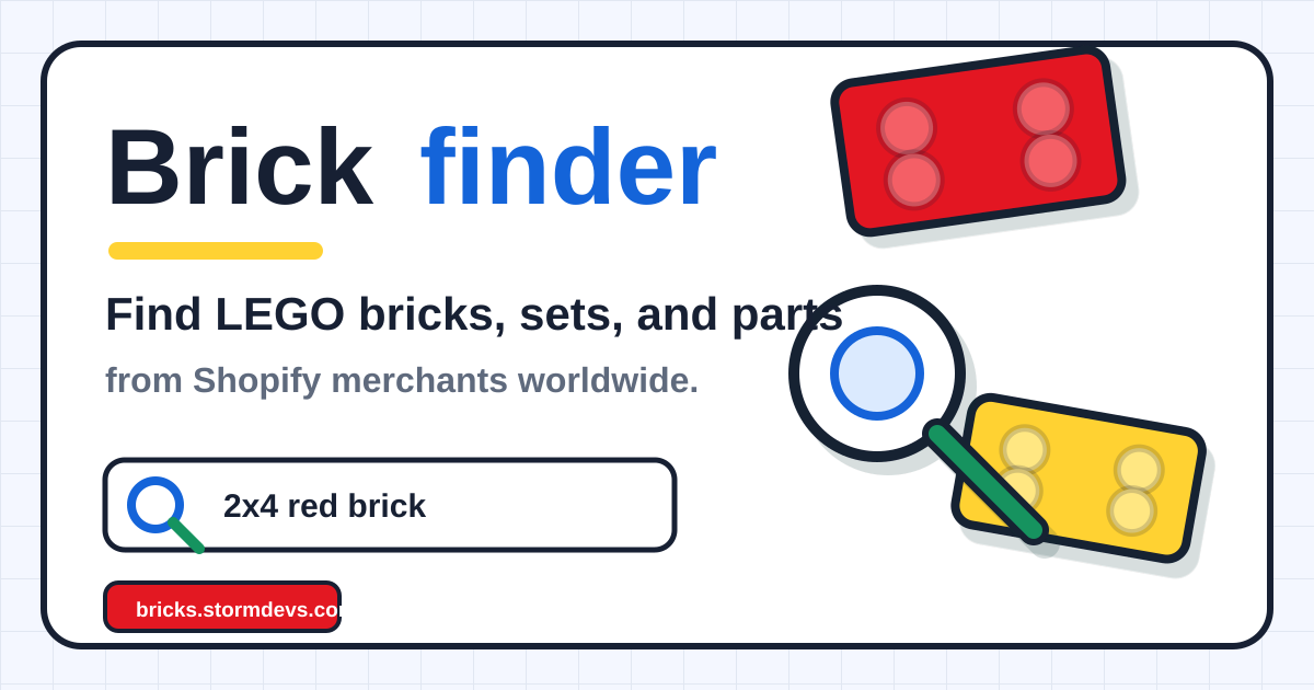 Brickfinder Illustration zur LEGO Suche über Shopify Händler